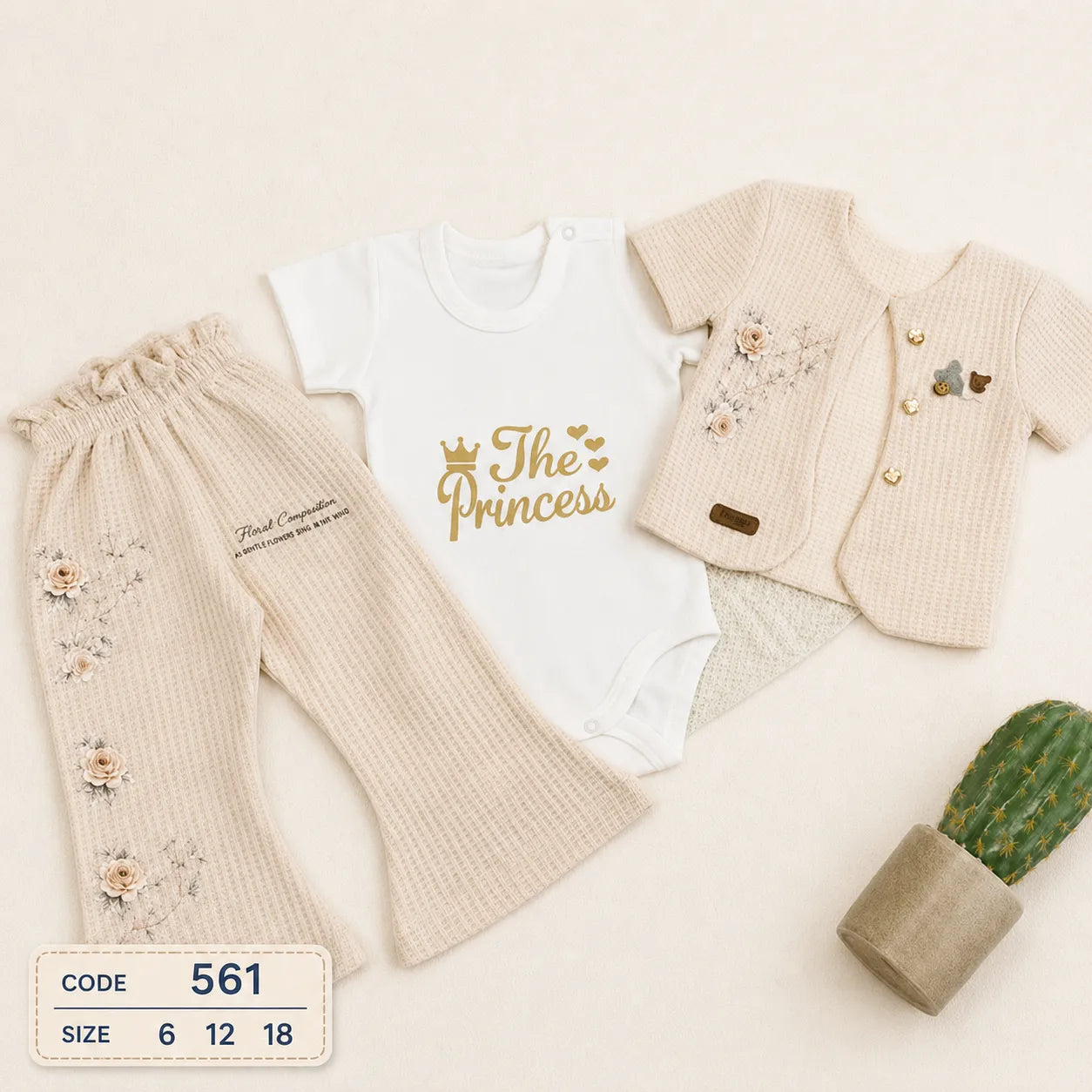 code 561 🌸 طقم بناتي نص كم 3 قطع شارلستون