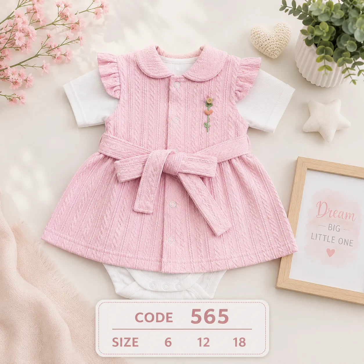 code 565 🌷 فستان بناتي كوريشة قطعتين