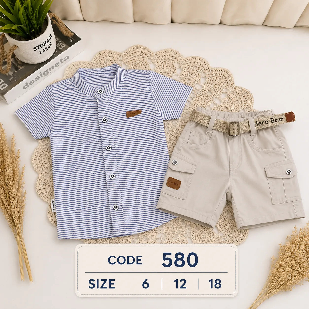 code 580 👦 طقم خروج أولادي شورت مقلم