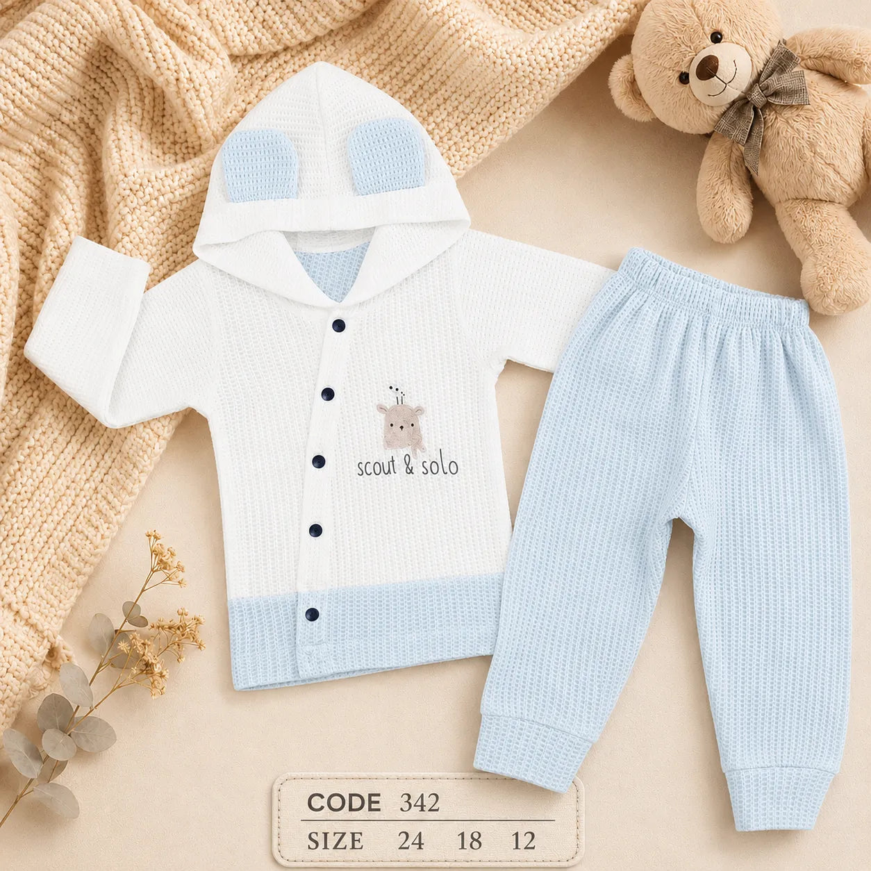 code 342 🧸 طقم بيجامة قطعتين كم طويل Scout & Solo