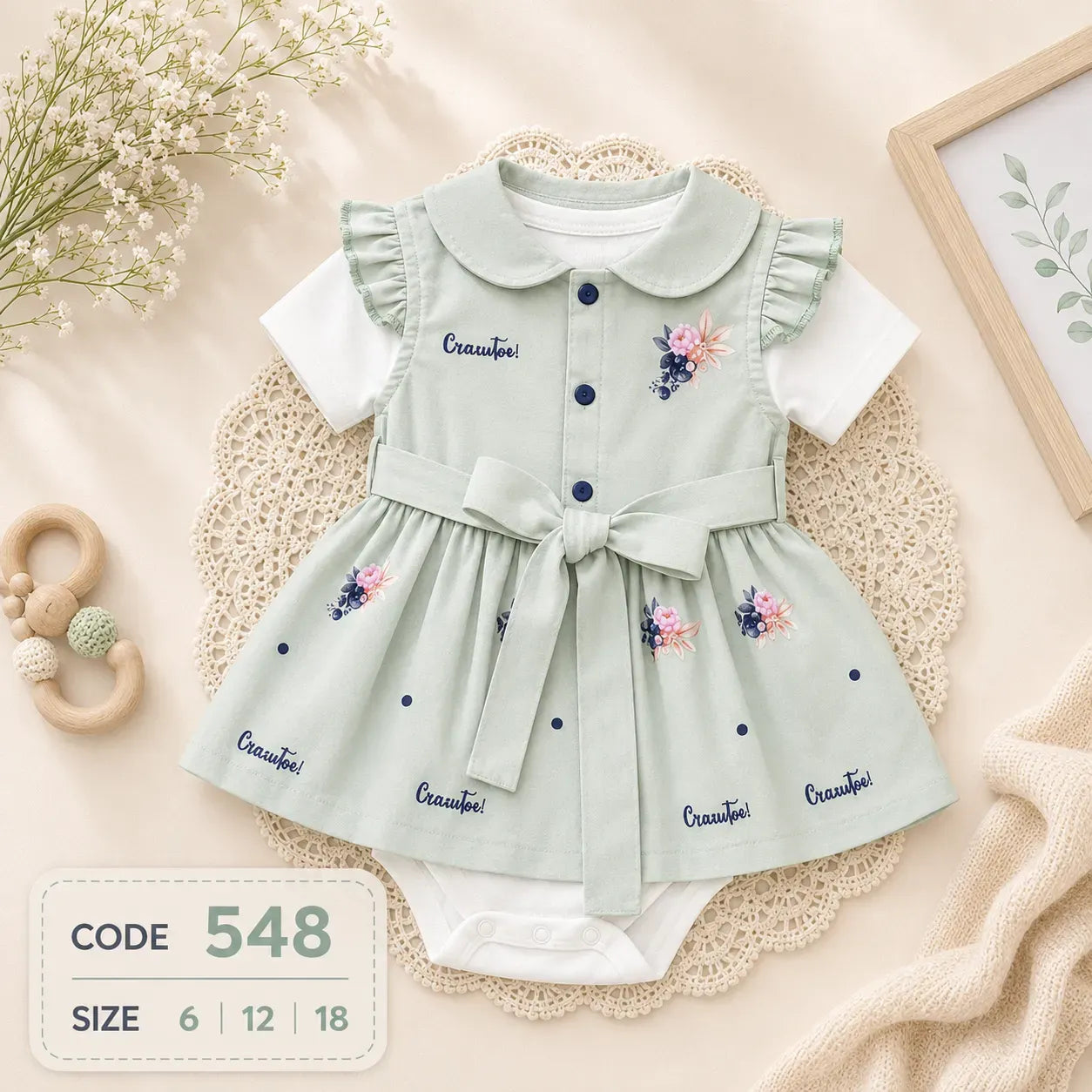 code 548 فستان جبردين نص كم وردات
